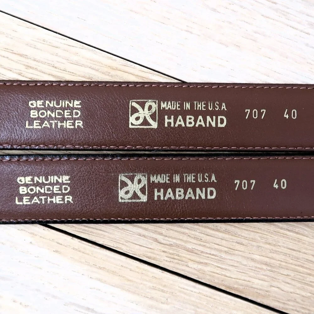 Haband Genuine Bonded Leather Belts USA Made 44 Inch Long Brown Two Pack Bundle